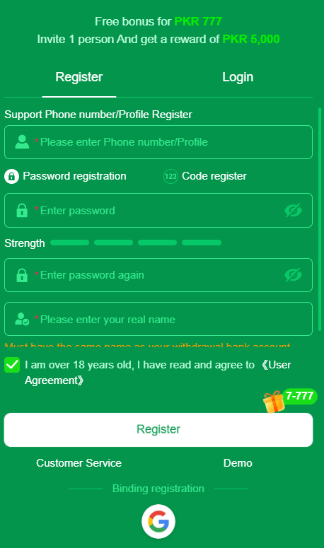 TD777 Register Pakistan
